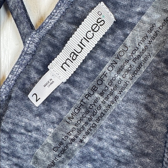 Maurices Heather Blue Open Cardigan Crisscross Back Neck Size 2/2X NWT #5813 - Picture 4 of 5